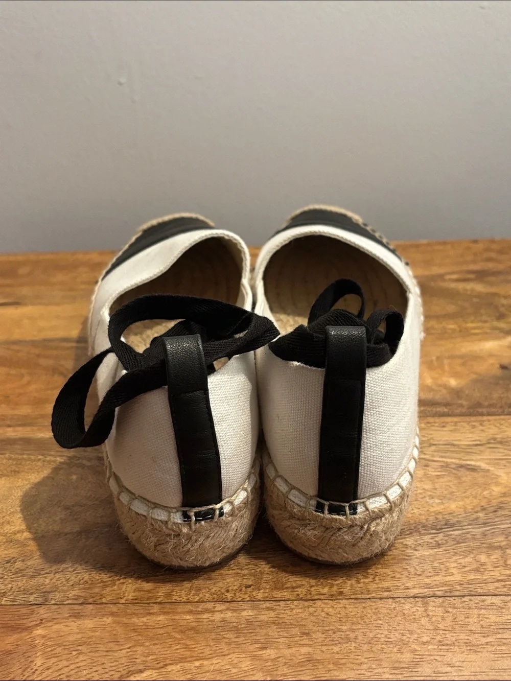 J. Crew Two-Tone Canvas Espadrille Flats in White and Black